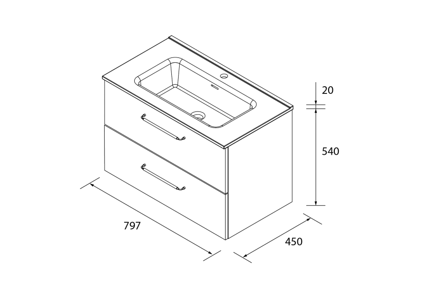 Ensemble meuble-lavabo Morai Salgar croquis 9