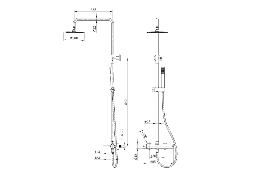 Ensemble de douche Monza Imex croquis 13