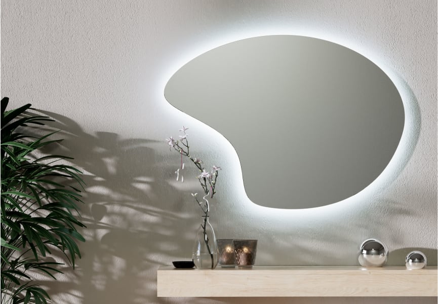 Miroir de salle de bain avec éclairage LED Wave Bruntec environnement 2