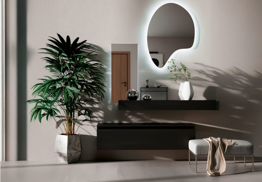Miroir de salle de bain avec éclairage LED Wave Bruntec principal 0