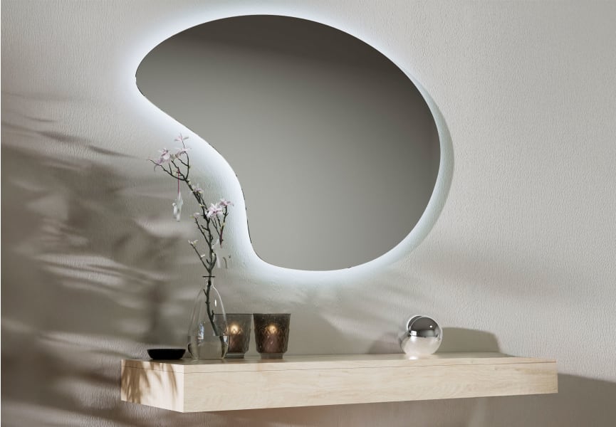 Miroir de salle de bain avec éclairage LED Wave Bruntec principal 1