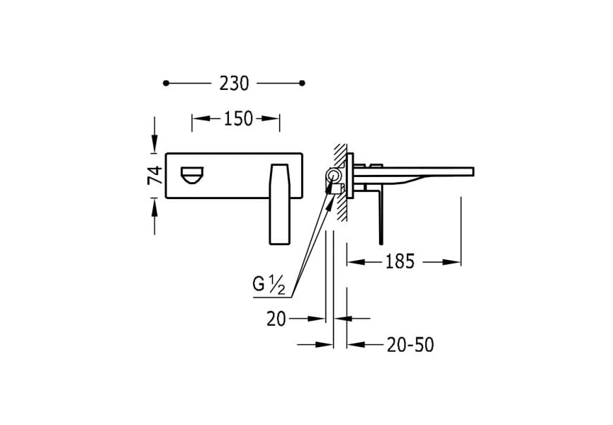 Robinet de lavabo Slim-Tres Tres croquis 1