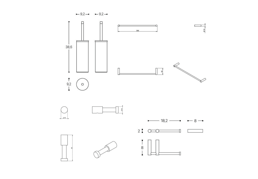 Ensemble d'accessoires de salle de bains Logic Cosmic croquis 6
