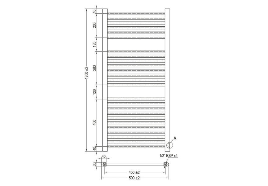 Radiateur sèche-serviettes de salle de bains City Oxen croquis 3