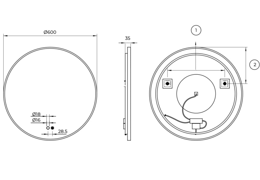 Miroir de salle de bain avec éclairage LED Fun Ledimex croquis 8