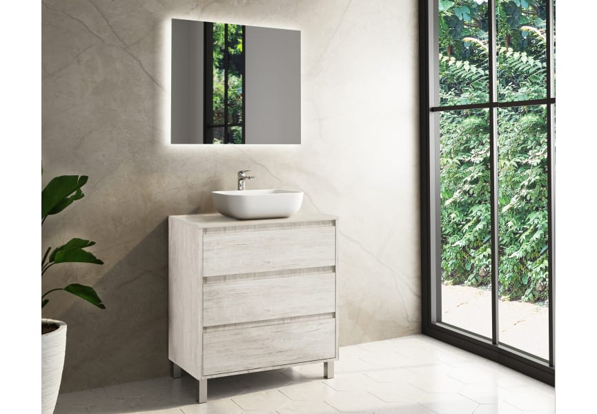 Meuble de salle de bains avec plan de toilette en bois Boston Bruntec principal 4