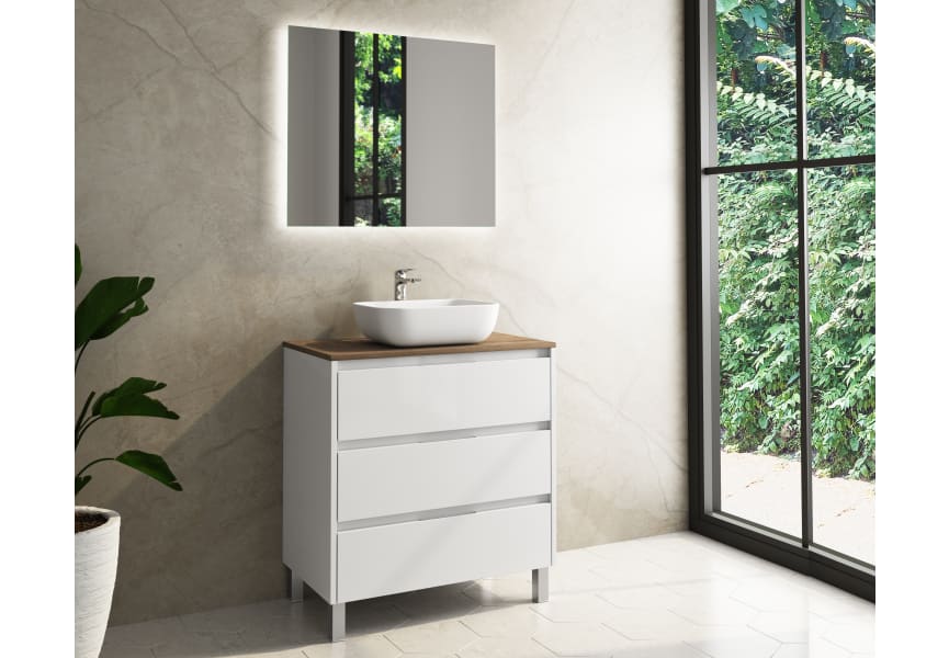 Meuble de salle de bains avec plan de toilette en bois Boston Bruntec principal 5