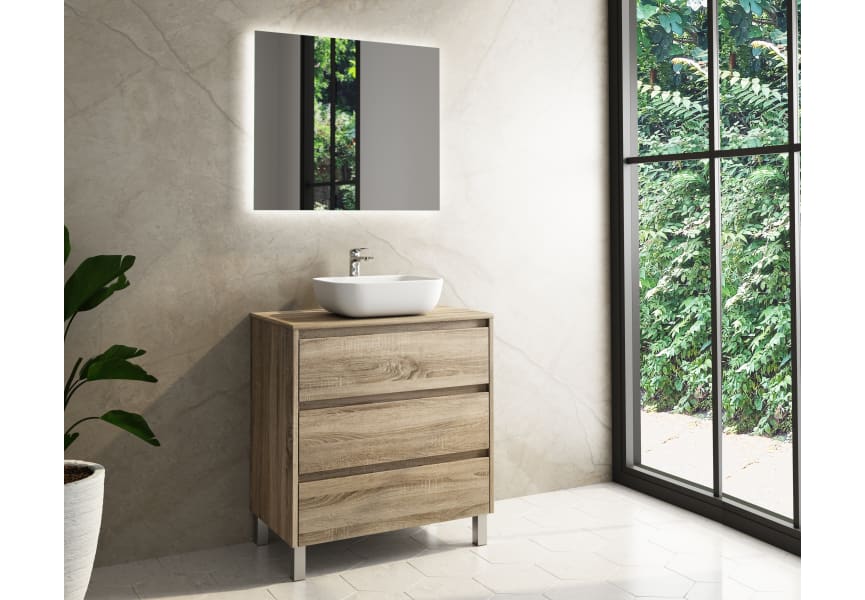 Meuble de salle de bains avec plan de toilette en bois Boston Bruntec principal 3