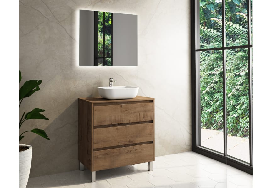 Meuble de salle de bains avec plan de toilette en bois Boston Bruntec principal 0