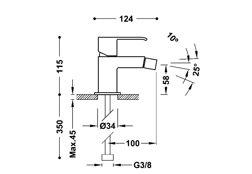 Cuadro Tres mitigeur de bidet croquis 1