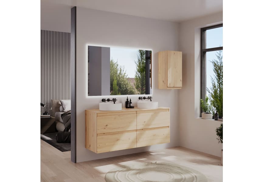 Meuble de salle de bains en bois avec plan de toilette en bois Vilma Bruntec principal 1