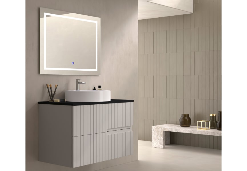 Meuble de salle de bain avec comptoir en pierre compacte noir Ebi Bruntec couleurs principal 3