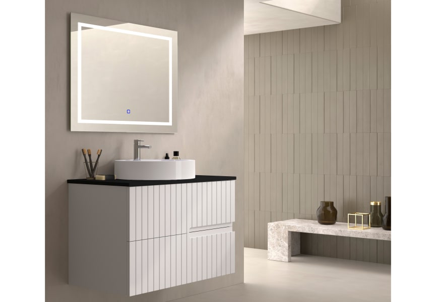 Meuble de salle de bain avec comptoir en pierre compacte noir Ebi Bruntec couleurs principal 1