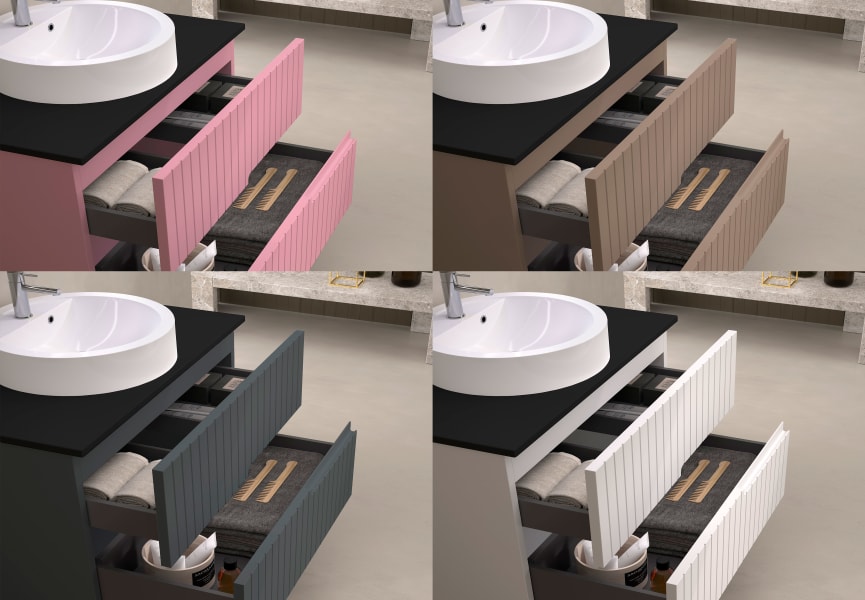 Meuble de salle de bain avec comptoir en pierre compacte noir Ebi Bruntec couleurs détail 11