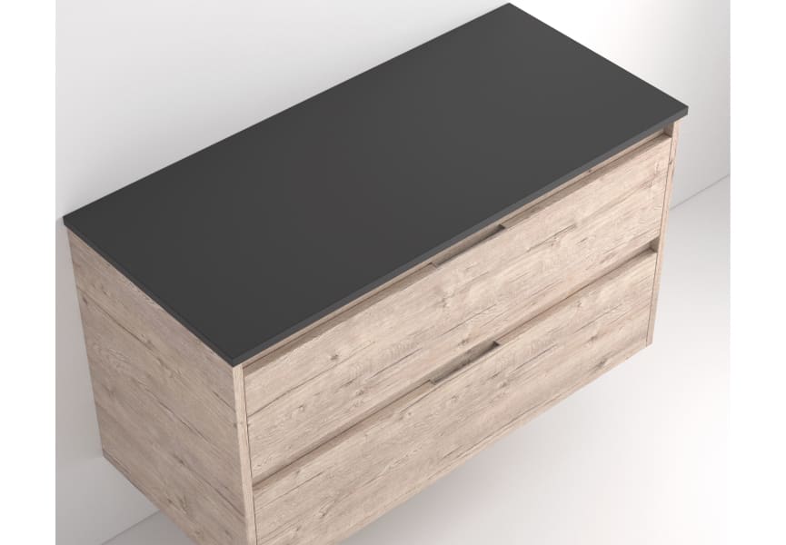 Meuble de salle de bain avec comptoir en pierre compacte noir Ebi Bruntec couleurs détail 10