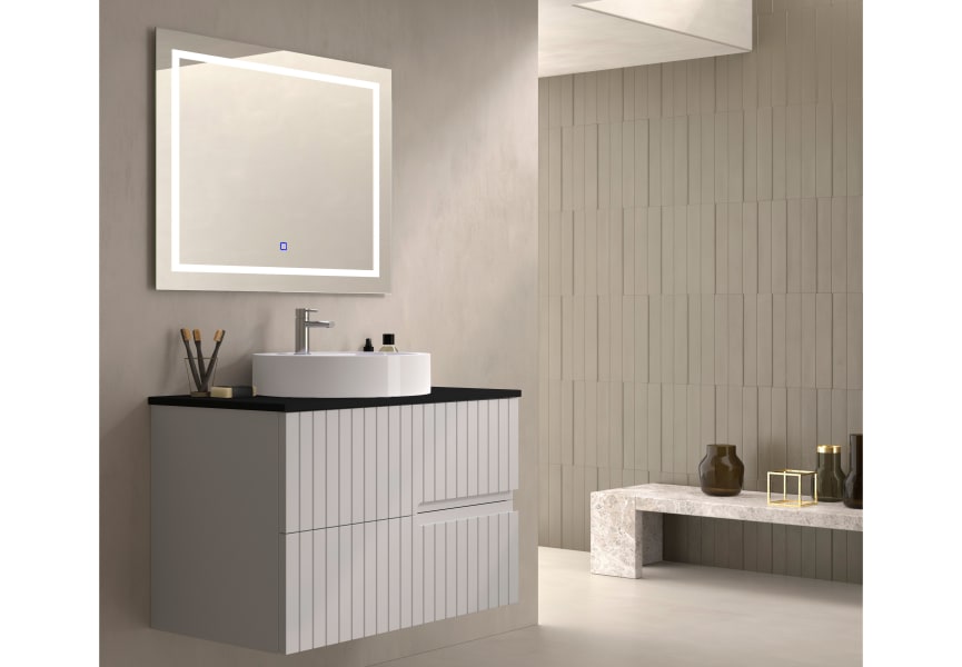 Meuble de salle de bain avec comptoir en pierre compacte noir Ebi Bruntec couleurs principal 4
