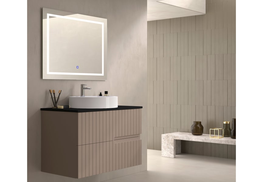 Meuble de salle de bain avec comptoir en pierre compacte noir Ebi Bruntec couleurs principal 0