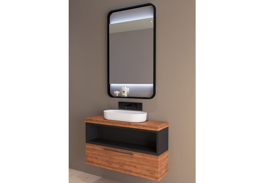 Miroir de salle de bain avec éclairage LED Sansa Bruntec environnement 4
