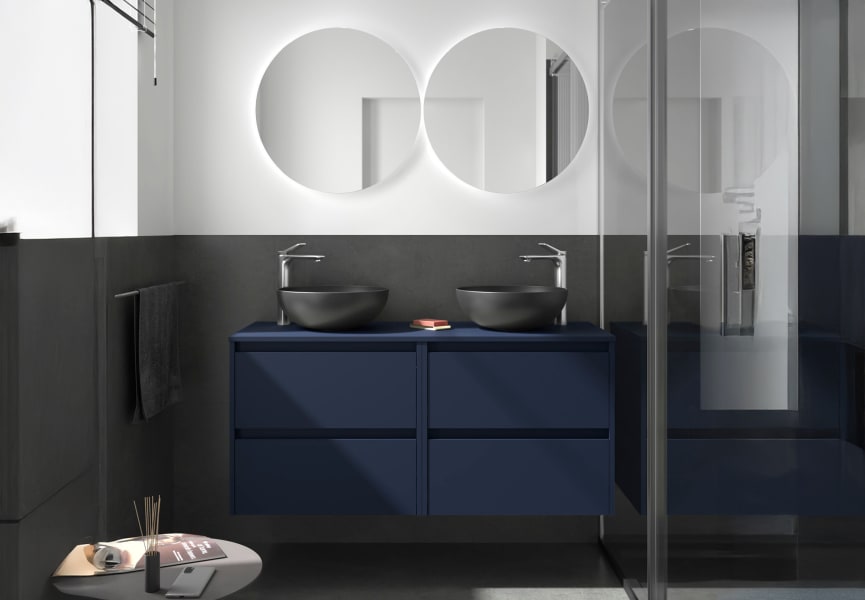 Meubles de salle de bains avec plan de toilette en bois Noja Salgar principal 4