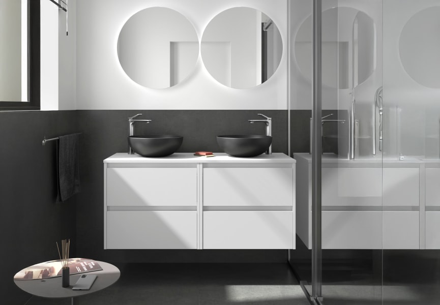 Meubles de salle de bains avec plan de toilette en bois Noja Salgar principal 1