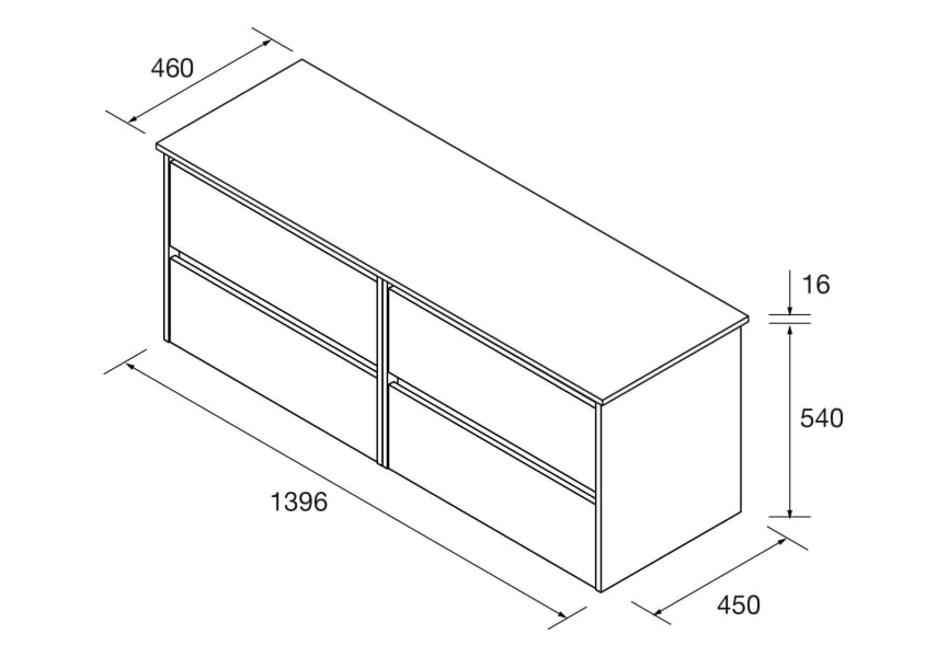 Meubles de salle de bains avec plan de toilette en bois Noja Salgar croquis 11