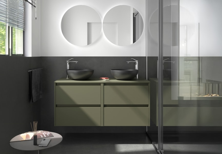 Meubles de salle de bains avec plan de toilette en bois Noja Salgar principal 5