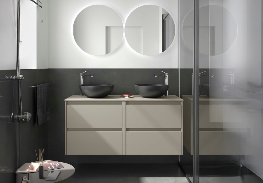 Meubles de salle de bains avec plan de toilette en bois Noja Salgar principal 9