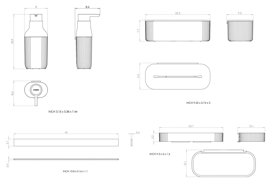 Ensemble de lavabo modulaire Alife avec guide mural par Cosmic croquis 6