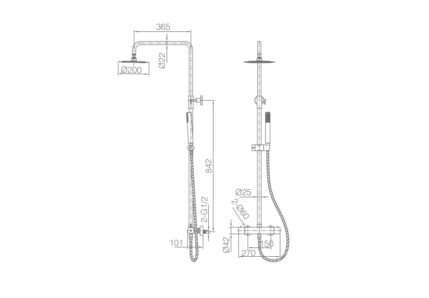 Ensemble douche et baignoire Monza par Imex croquis 9