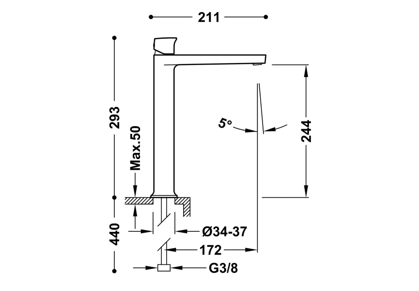 Robinet de lavabo Project XXL Tres croquis 12