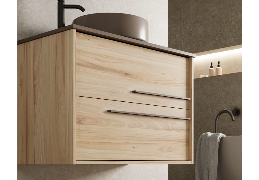 Meuble de salle de bains avec plan de toilette en bois Aqua Visobath principal 1