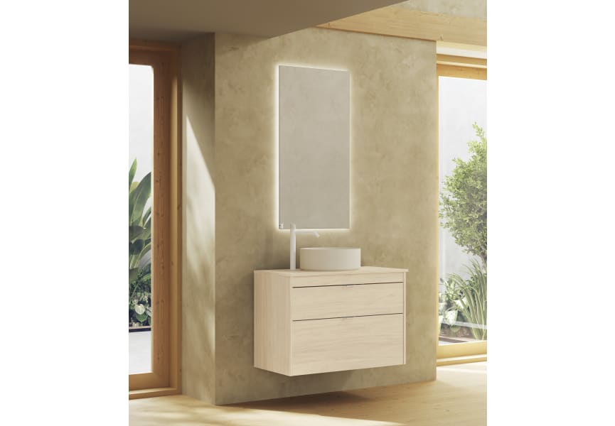 Meuble de salle de bains avec plan de toilette en bois Logika Royo principal 1