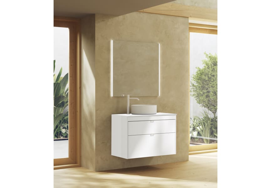 Meuble de salle de bains avec plan de toilette en bois Logika Royo principal 2