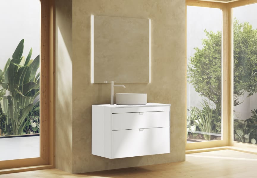 Meuble de salle de bains avec plan de toilette en bois Logika Royo principal 2