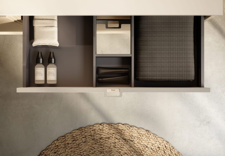 Meuble de salle de bains avec plan de toilette en bois Logika Royo détail 7