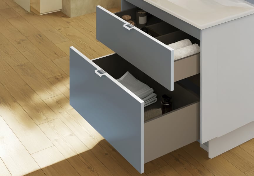 Meuble de salle de bains avec plan de toilette en bois Logika Royo détail 6