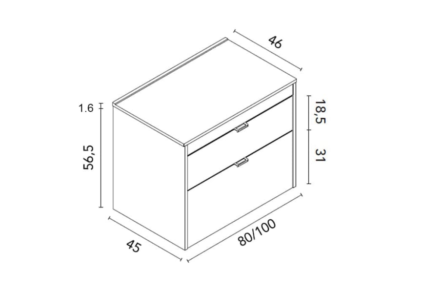 Meuble de salle de bains avec plan de toilette en bois Logika Royo croquis 8