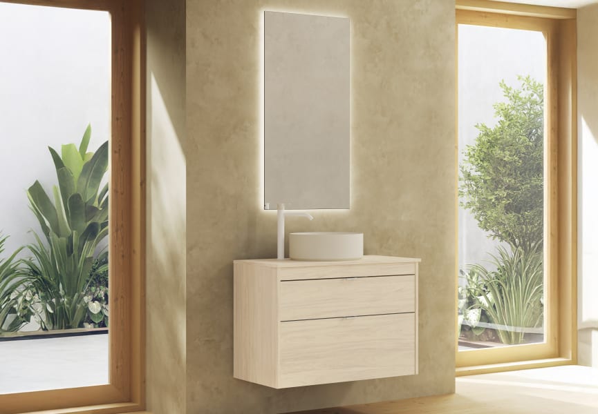 Meuble de salle de bains avec plan de toilette en bois Logika Royo principal 1