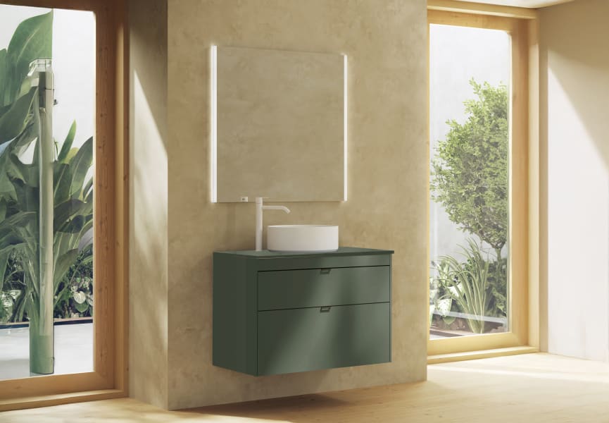 Meuble de salle de bains avec plan de toilette en bois Logika Royo principal 3