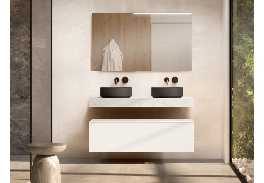 Meuble de salle de bains avec plan de toilette en bois de 10 cm de hauteur de couleur Cala Nomad Visobath principal 4