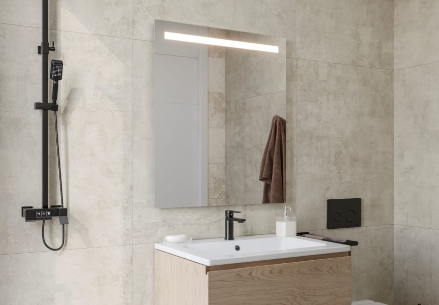 Miroir de salle de bain avec éclairage LED Tarim Bruntec principal 1