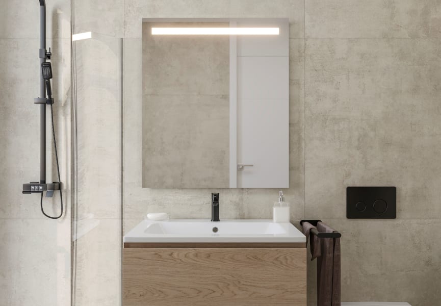 Miroir de salle de bain avec éclairage LED Tarim Bruntec principal 2