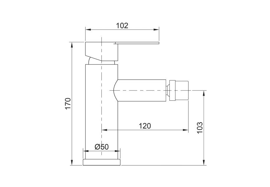 Mitigeur de bidet Inoy de GME croquis 2