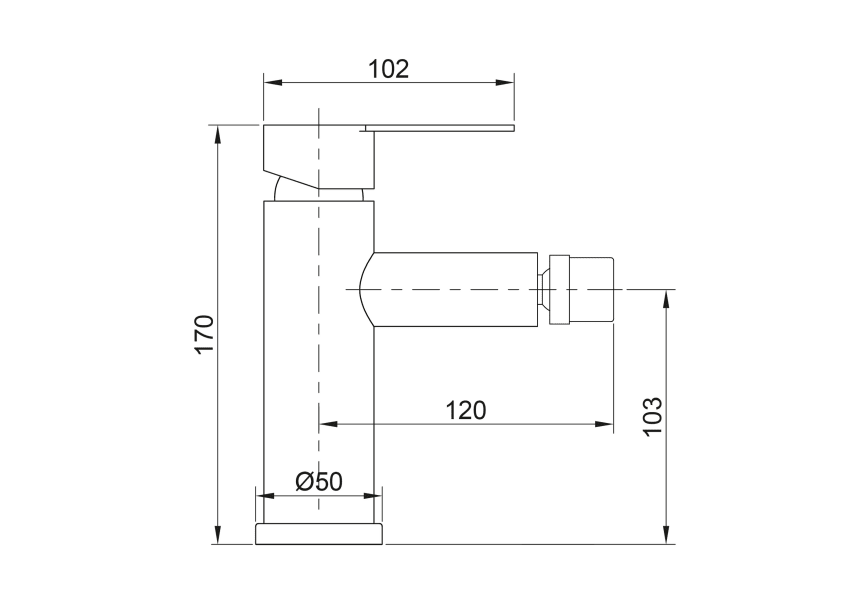 Mitigeur de bidet Iony de GME croquis 2