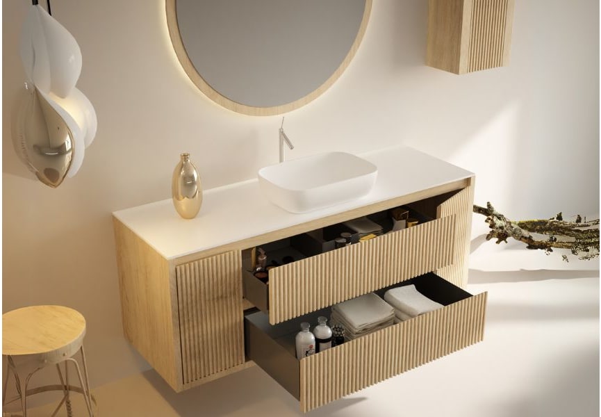 Meuble de salle de bains avec plan de toilette Alpes 13 Bruntec détail 2