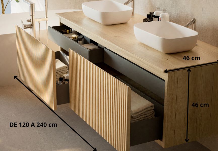 Meuble de salle de bain en bois massif avec plan de toilette Alpes 4 Bruntec croquis 3