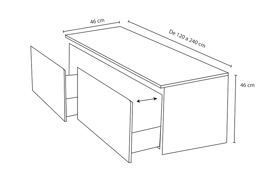 Meuble de salle de bain en bois massif avec plan de toilette Alpes 4 Bruntec croquis 5