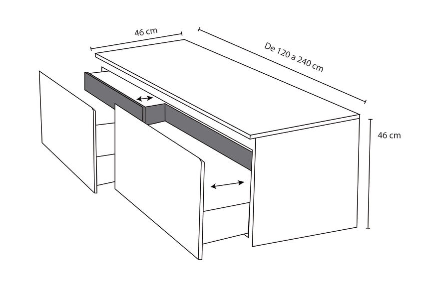 Meuble de salle de bain en bois massif avec plan de toilette Alpes 4 Bruntec croquis 6