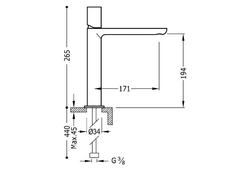 Robinet de lavabo Max Tres croquis 2