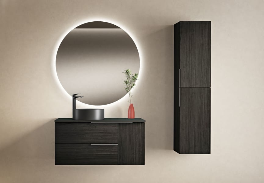 Meuble de salle de bains avec plan de toilette en bois Coban Bruntec principal 2